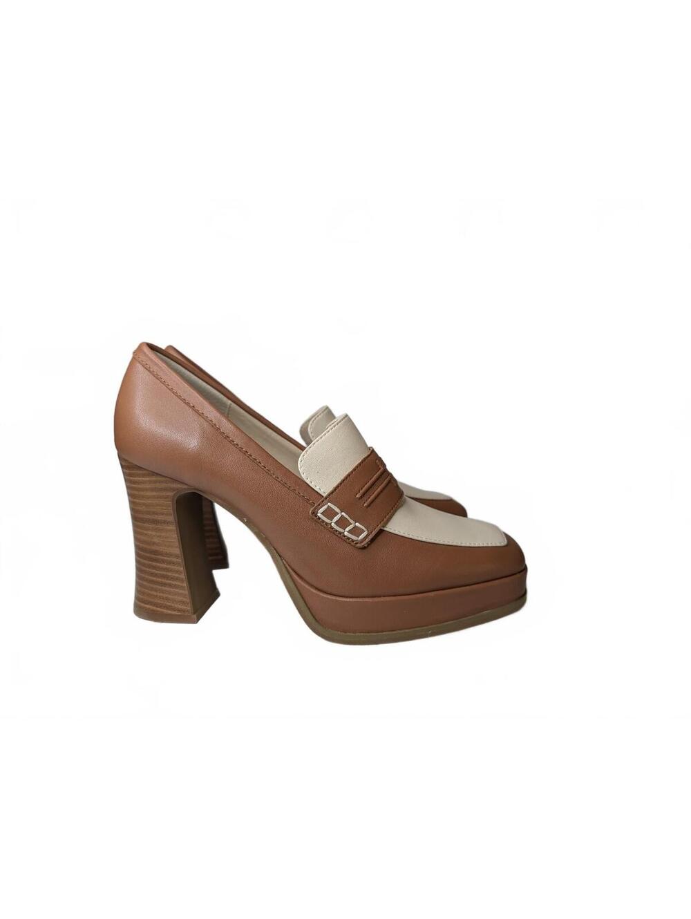 NWOT Westlake Retro Two-Tone Platform Loafer Pump with Block Heel, Size 9